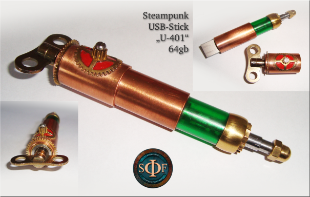Steampunk USB-Stick "U-401", Stehfisch, Steffen Fichtner