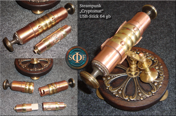 Steampunk USB-Stick "Cryptomat", Stehfisch, Steffen Fichtner