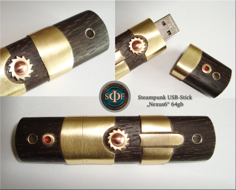 Steampunk USB-Stick "Nexus6", Stehfisch, Steffen Fichtner