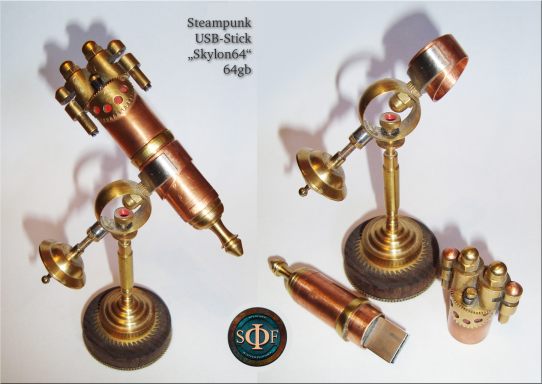 Steampunk USB-Stick "Skylon64", Stehfisch, Steffen Fichtner